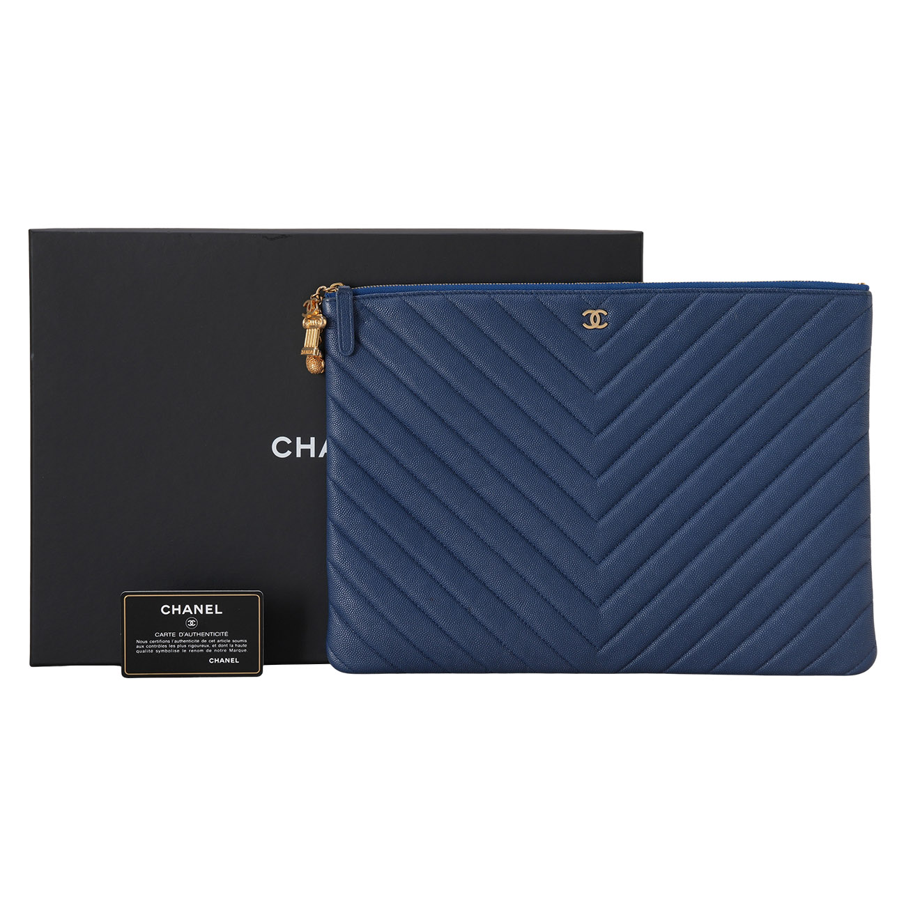 CHANEL(USED)샤넬 시즌 참 쉐브론 클래식 클러치 라지
