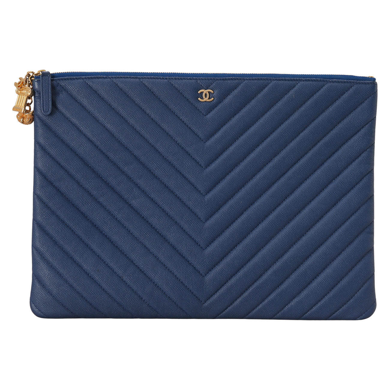 CHANEL(USED)샤넬 시즌 참 쉐브론 클래식 클러치 라지