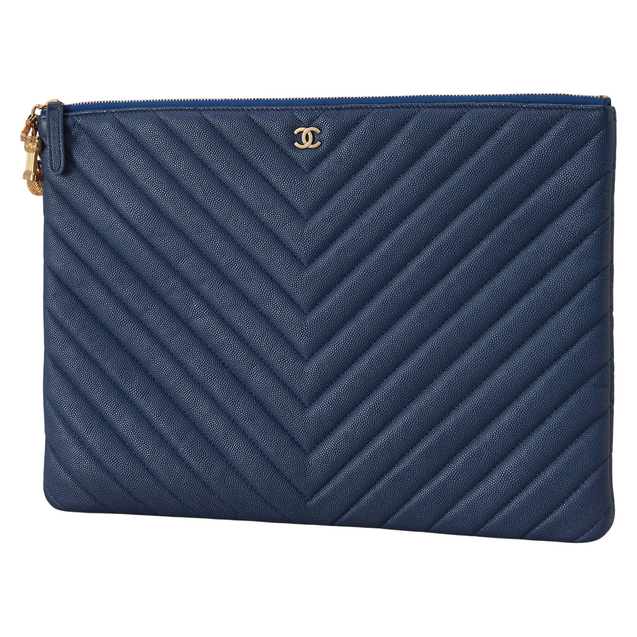 CHANEL(USED)샤넬 시즌 참 쉐브론 클래식 클러치 라지