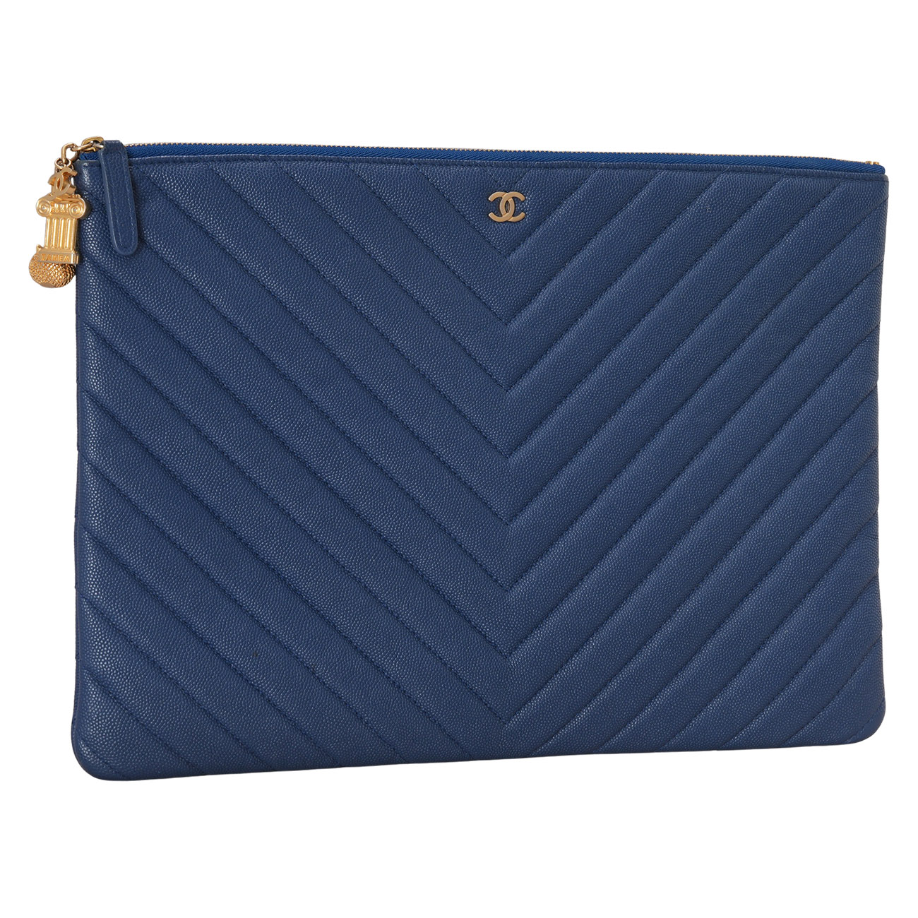 CHANEL(USED)샤넬 시즌 참 쉐브론 클래식 클러치 라지