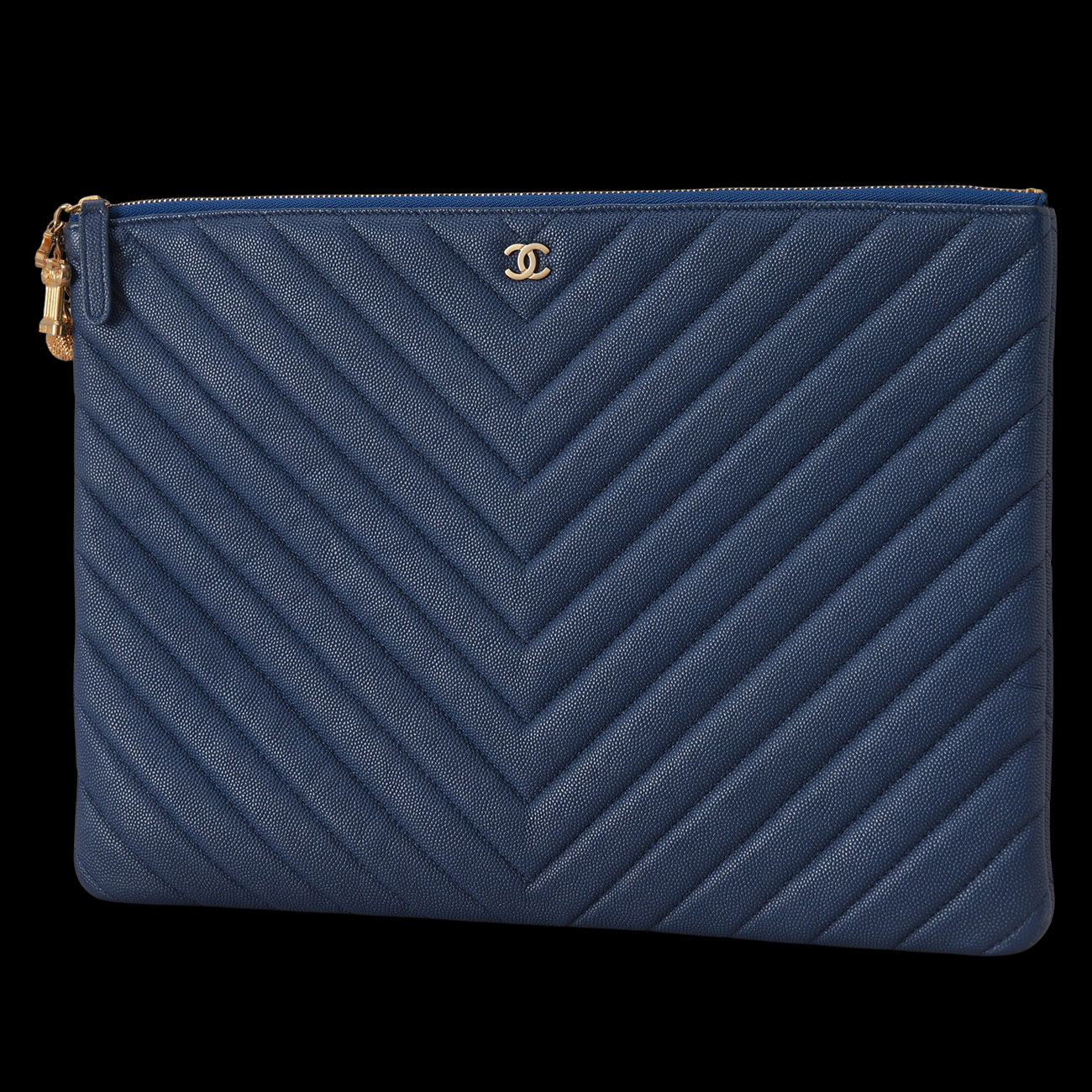 CHANEL(USED)샤넬 시즌 참 쉐브론 클래식 클러치 라지