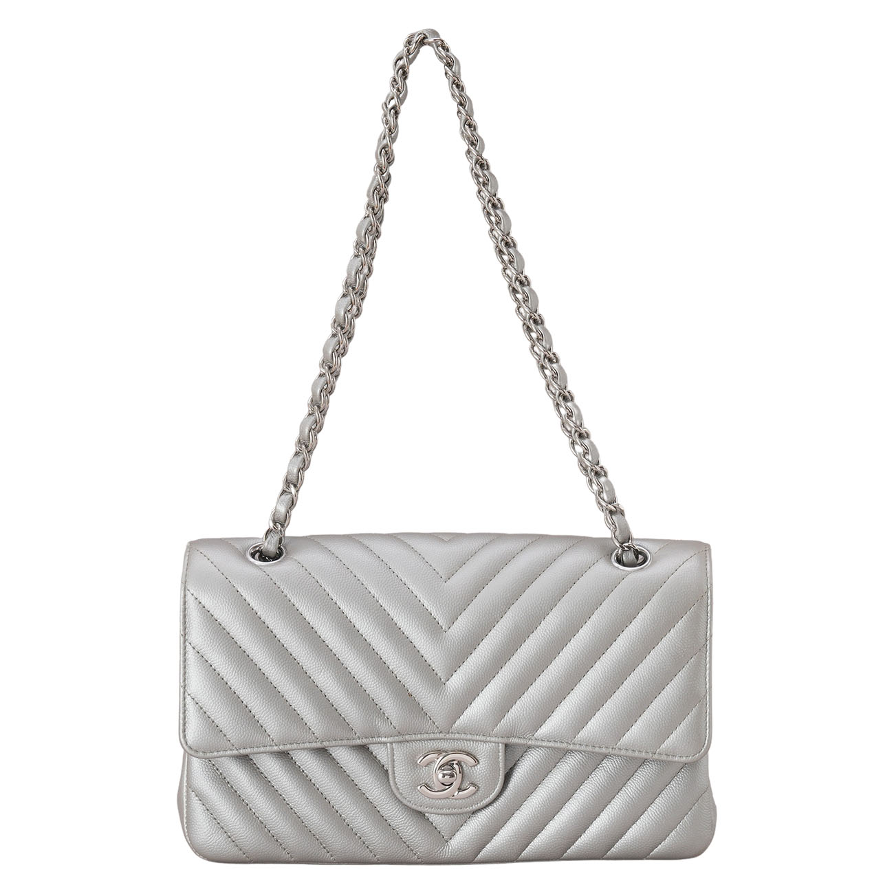 CHANEL(USED)샤넬 캐비어 쉐브론 클래식 미듐 플랩백