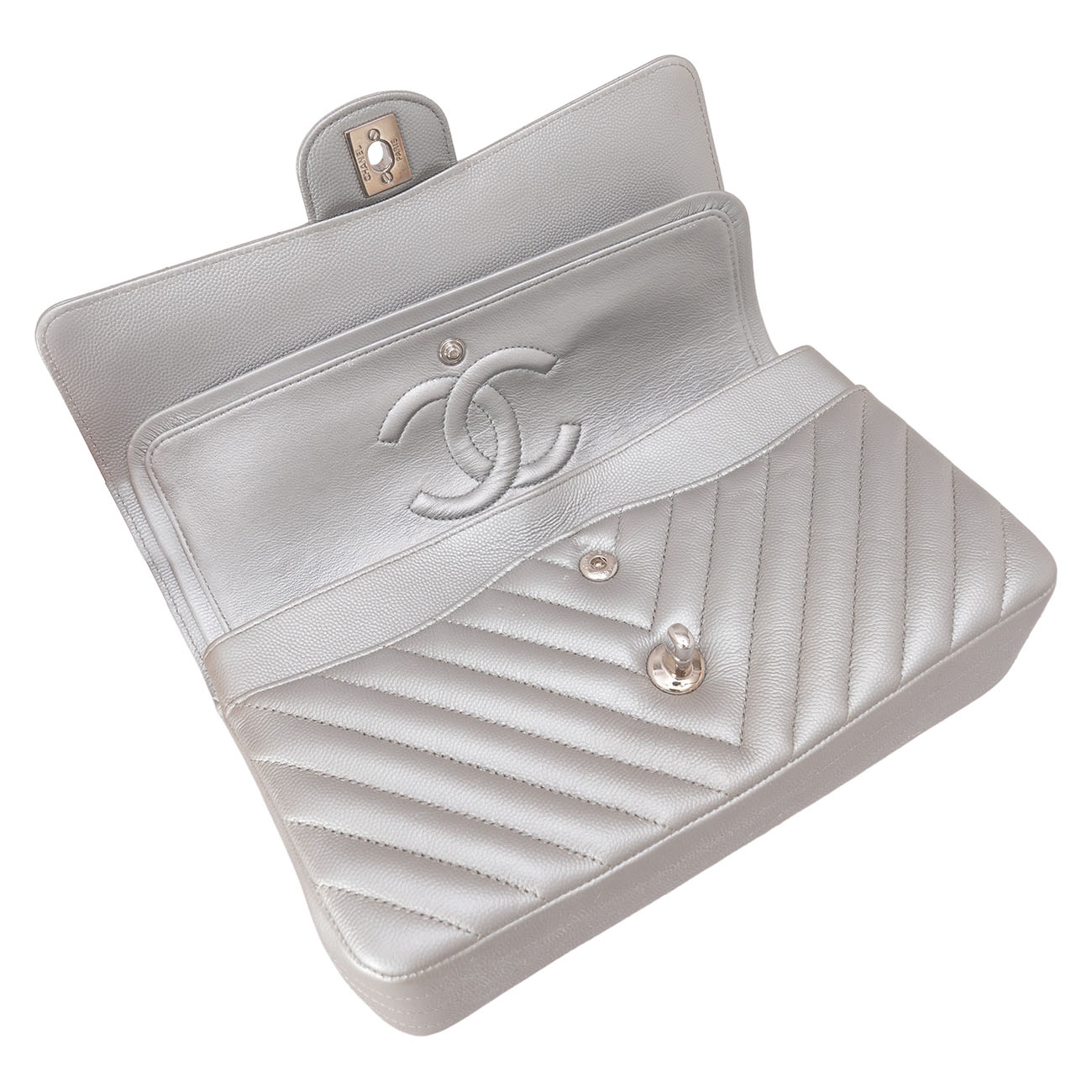 CHANEL(USED)샤넬 캐비어 쉐브론 클래식 미듐 플랩백