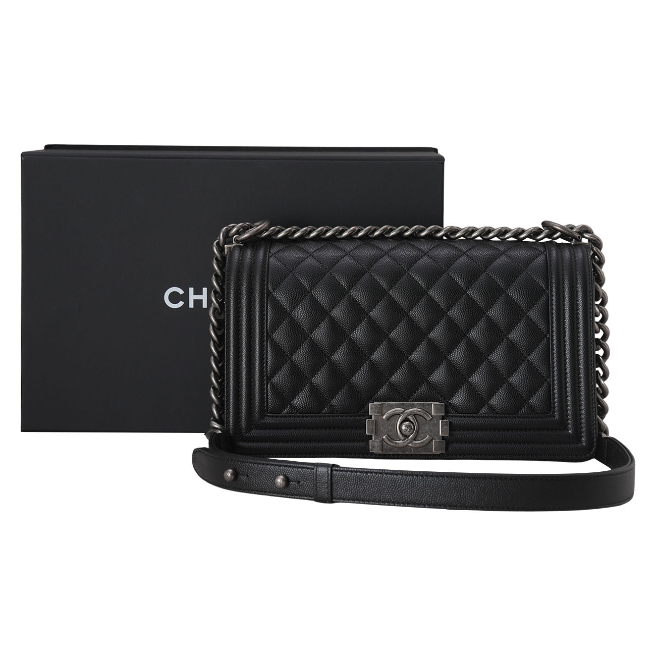 CHANEL(USED)샤넬 A67086 캐비어 보이백 미듐