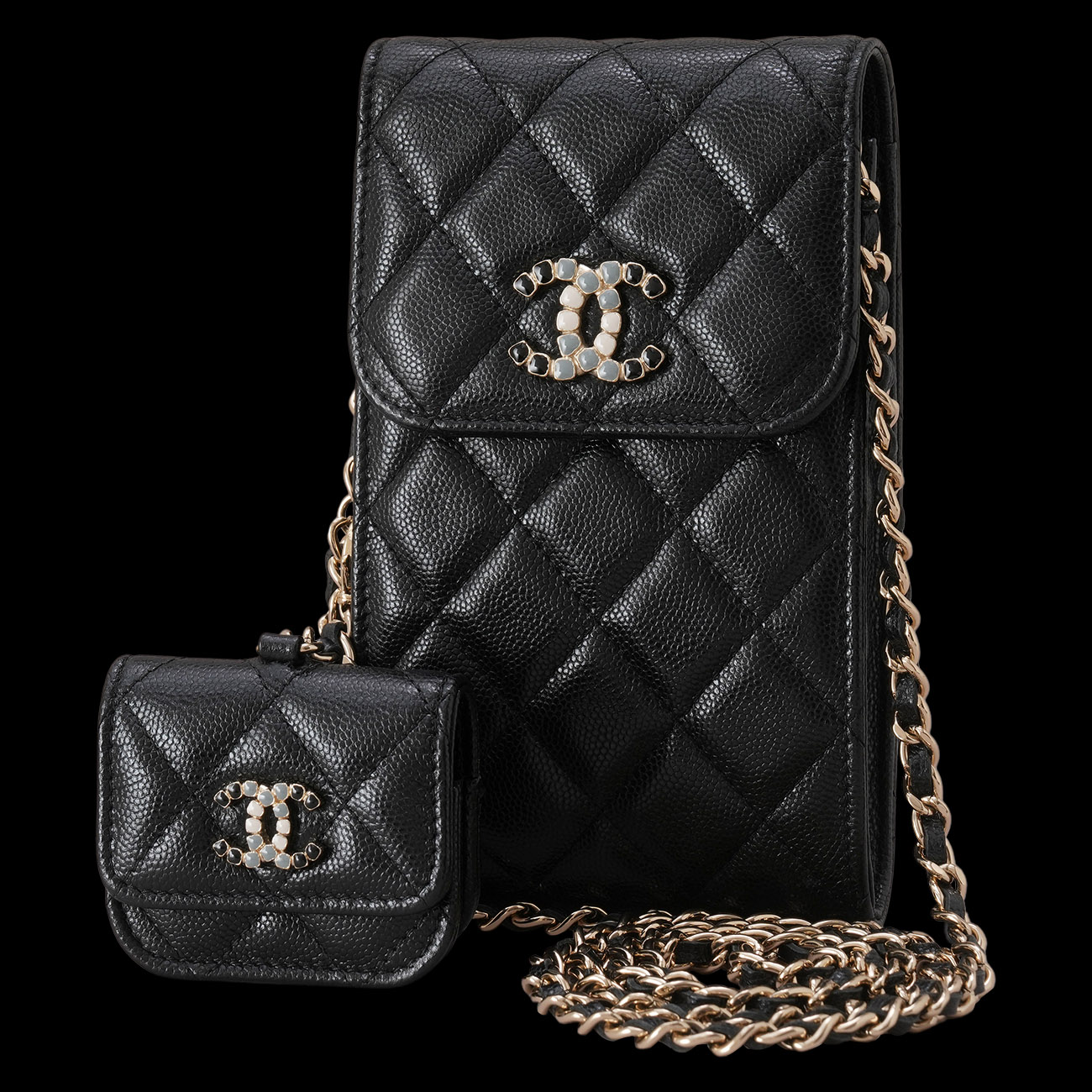 CHANEL(USED) 샤넬 AP2033 시즌 캐비어 참 폰홀더백