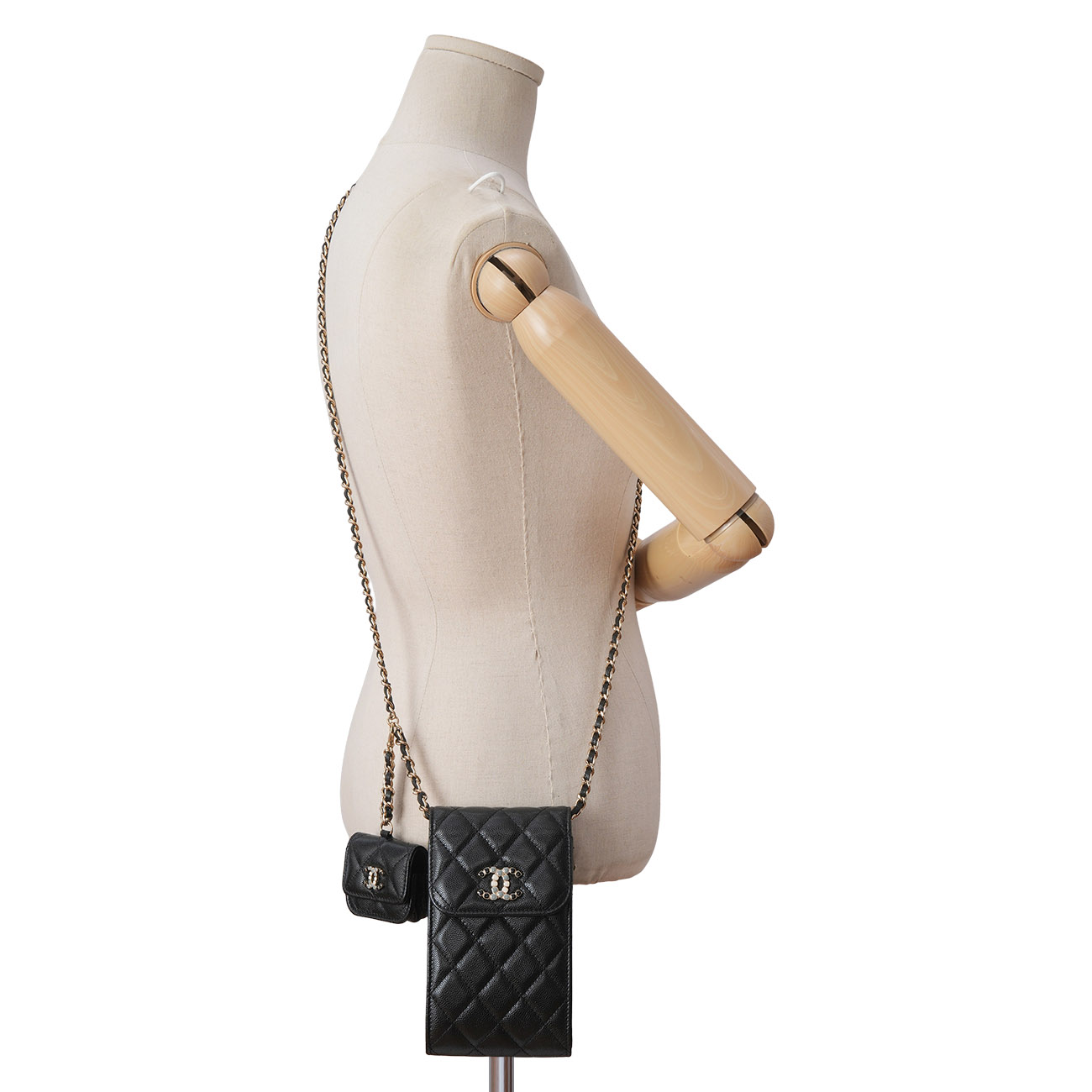 CHANEL(USED) 샤넬 AP2033 시즌 캐비어 참 폰홀더백