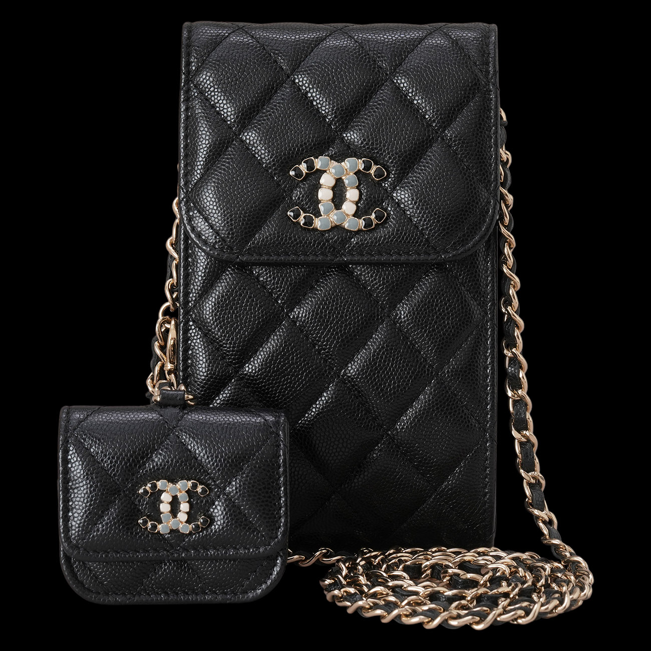 CHANEL(USED) 샤넬 AP2033 시즌 캐비어 참 폰홀더백