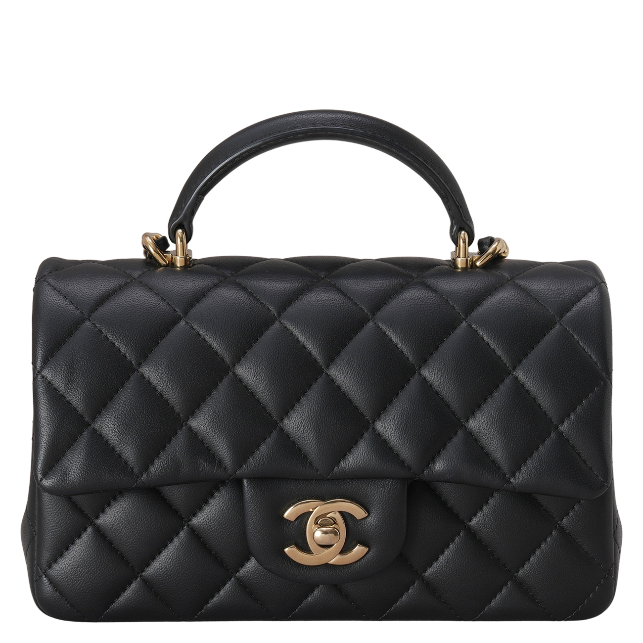 CHANEL(USED)샤넬 AS2431 램스킨 뉴미니 탑핸들