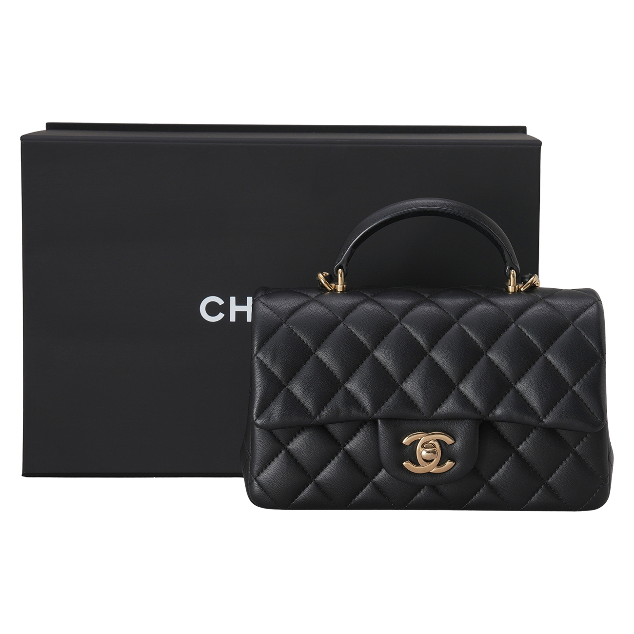 CHANEL(USED)샤넬 AS2431 램스킨 뉴미니 탑핸들