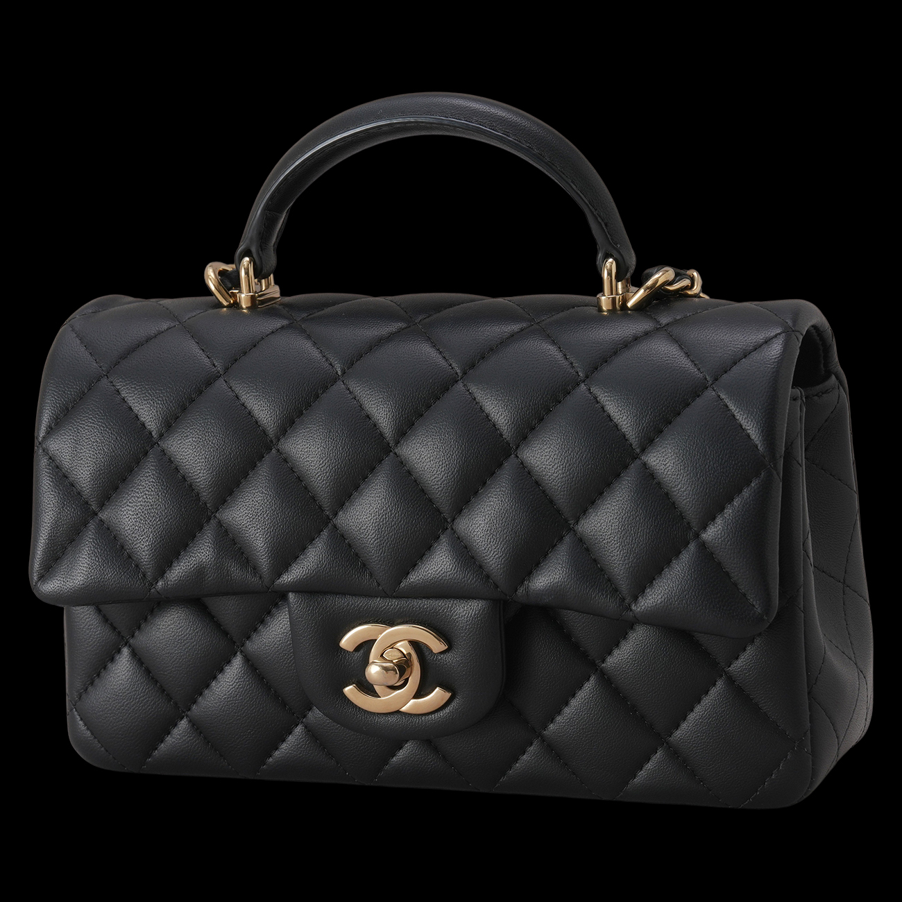 CHANEL(USED)샤넬 AS2431 램스킨 뉴미니 탑핸들