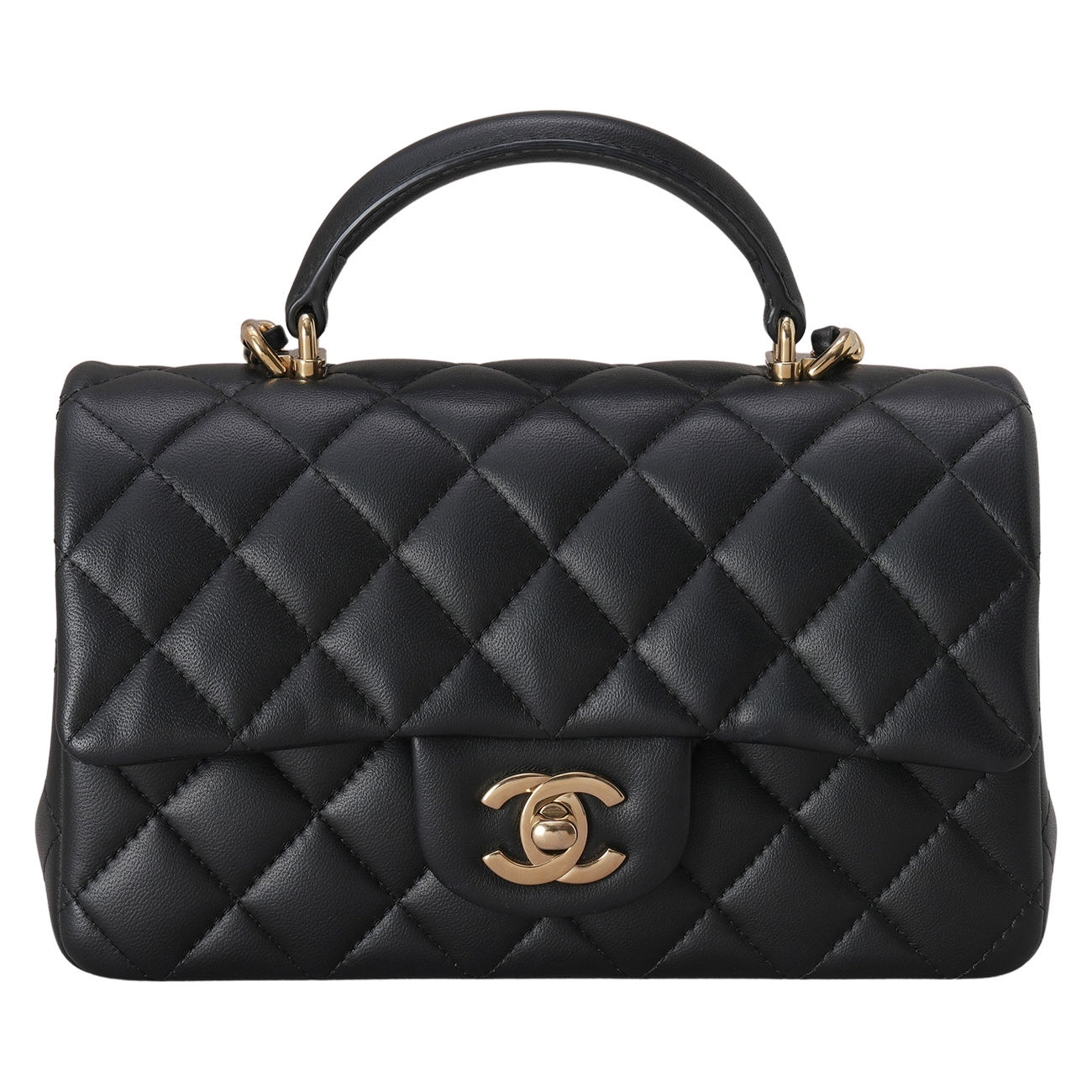 CHANEL(USED)샤넬 AS2431 램스킨 뉴미니 탑핸들