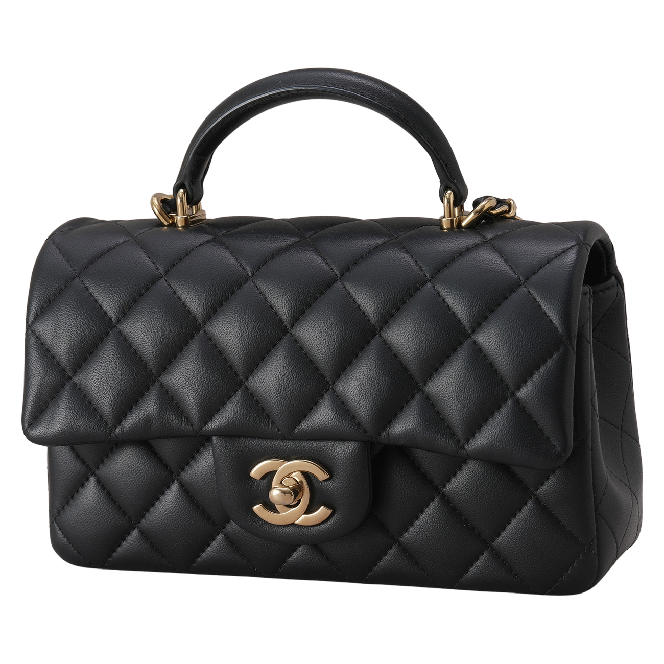 CHANEL(USED)샤넬 AS2431 램스킨 뉴미니 탑핸들