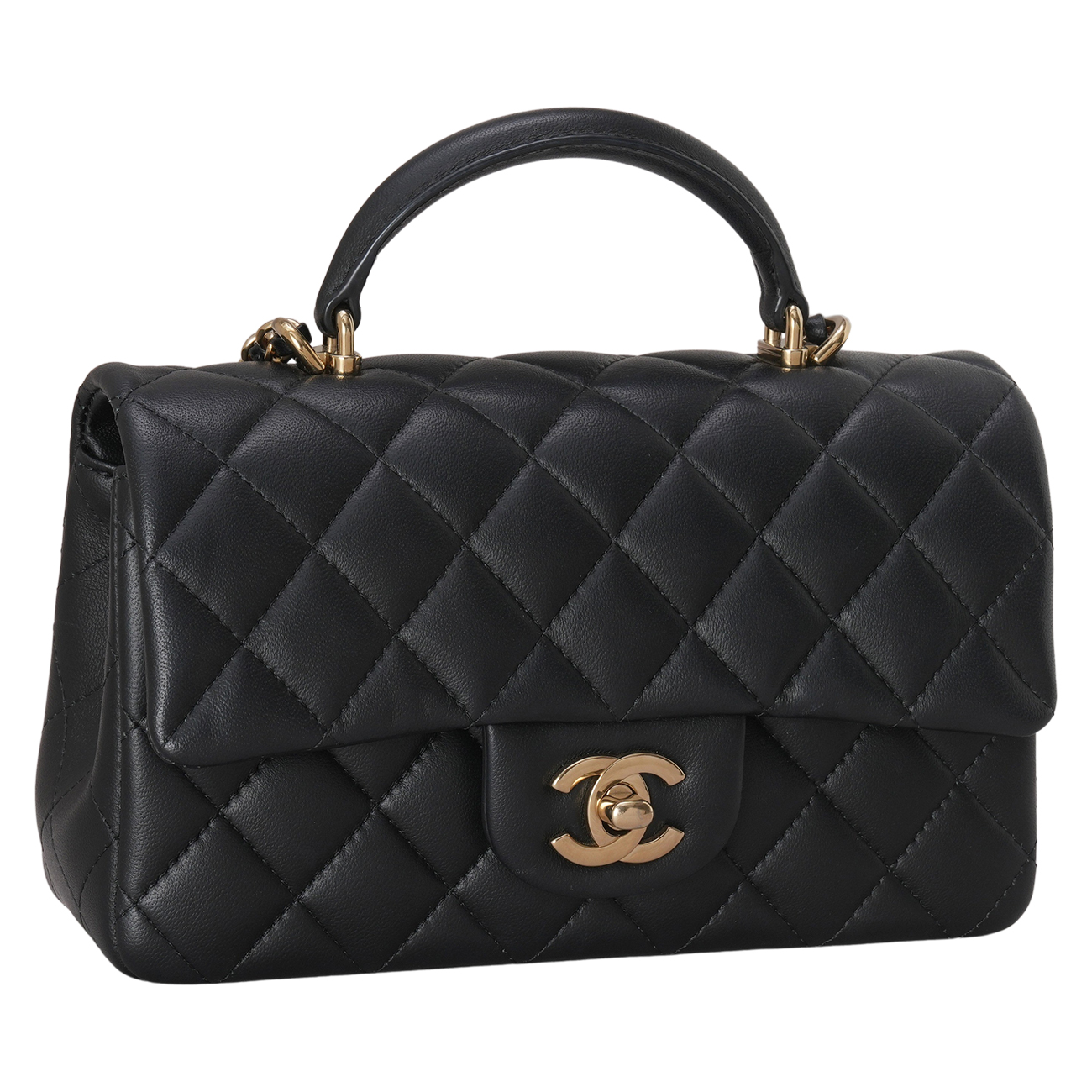 CHANEL(USED)샤넬 AS2431 램스킨 뉴미니 탑핸들