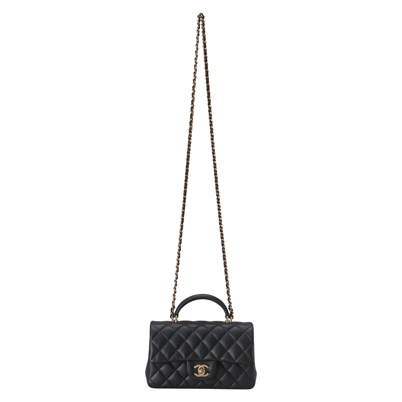 CHANEL(USED)샤넬 AS2431 램스킨 뉴미니 탑핸들
