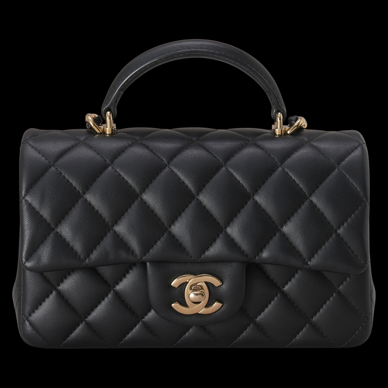 CHANEL(USED)샤넬 AS2431 램스킨 뉴미니 탑핸들