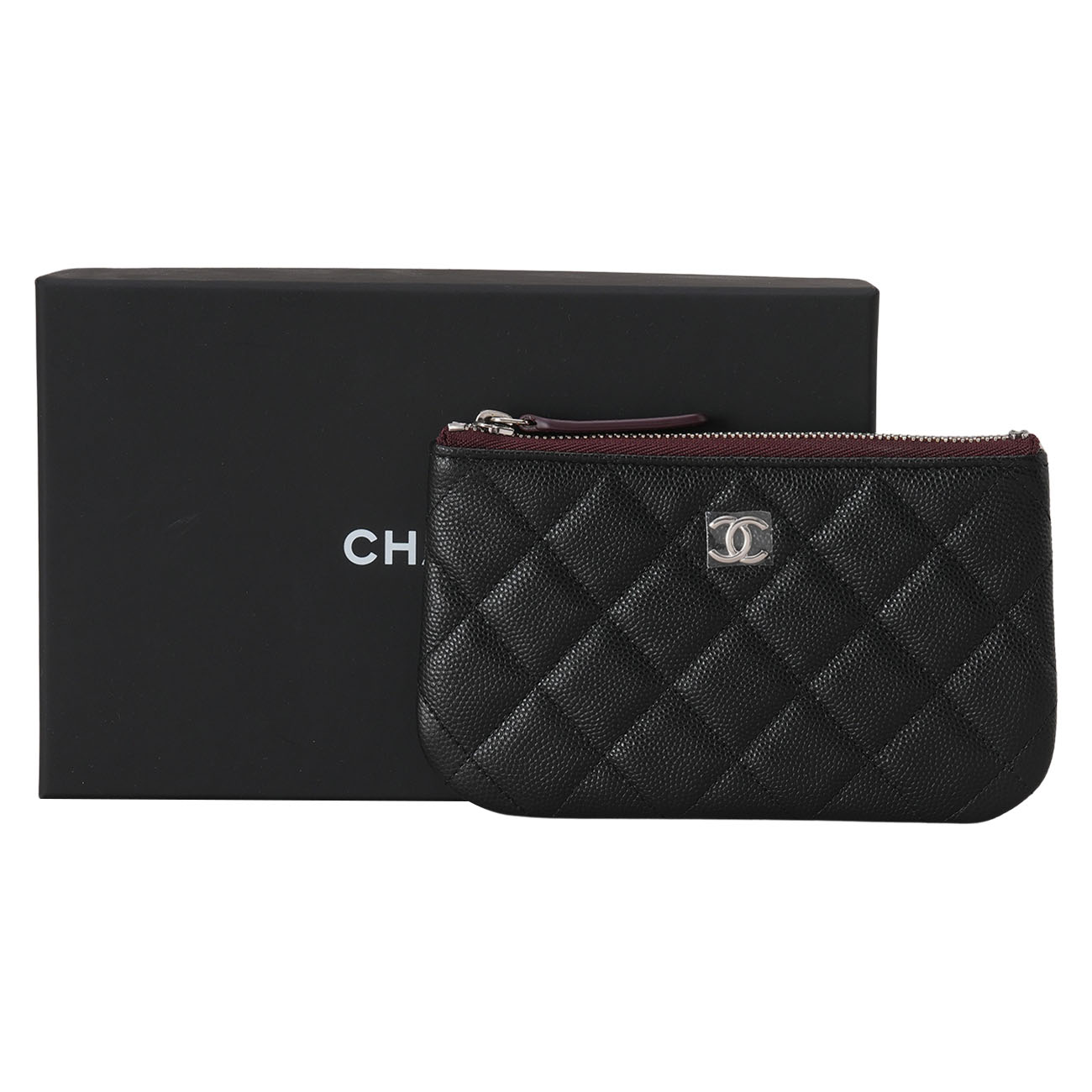 CHANEL(USED)샤넬 캐비어 미니 파우치 블랙은장