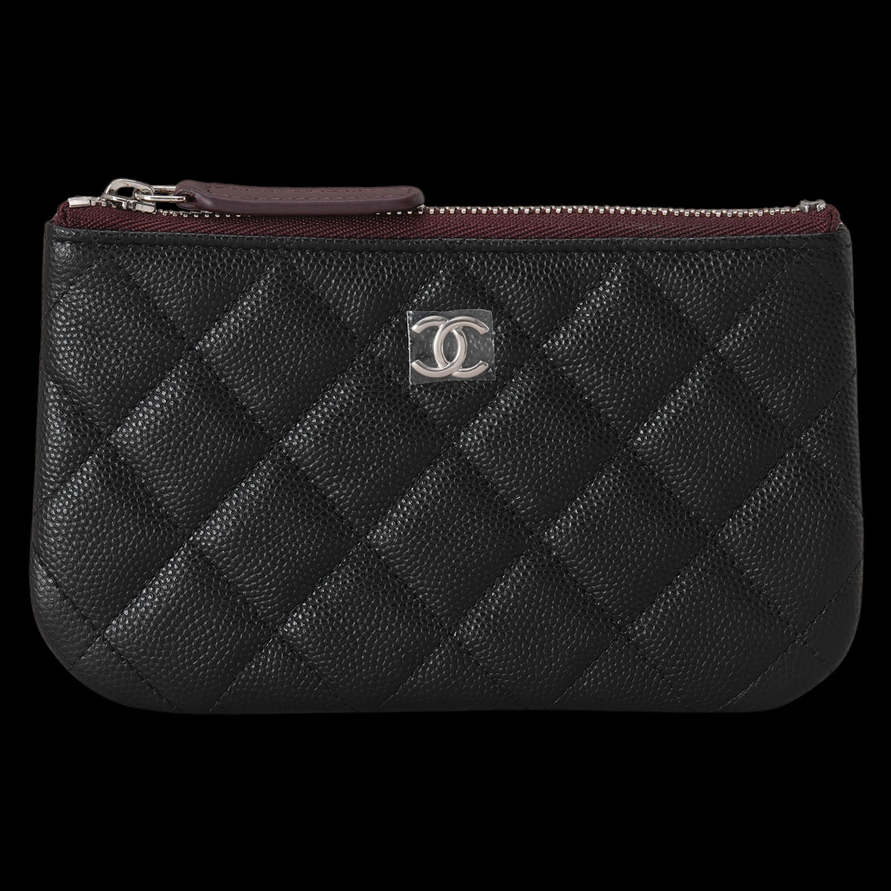 CHANEL(USED)샤넬 캐비어 미니 파우치 블랙은장