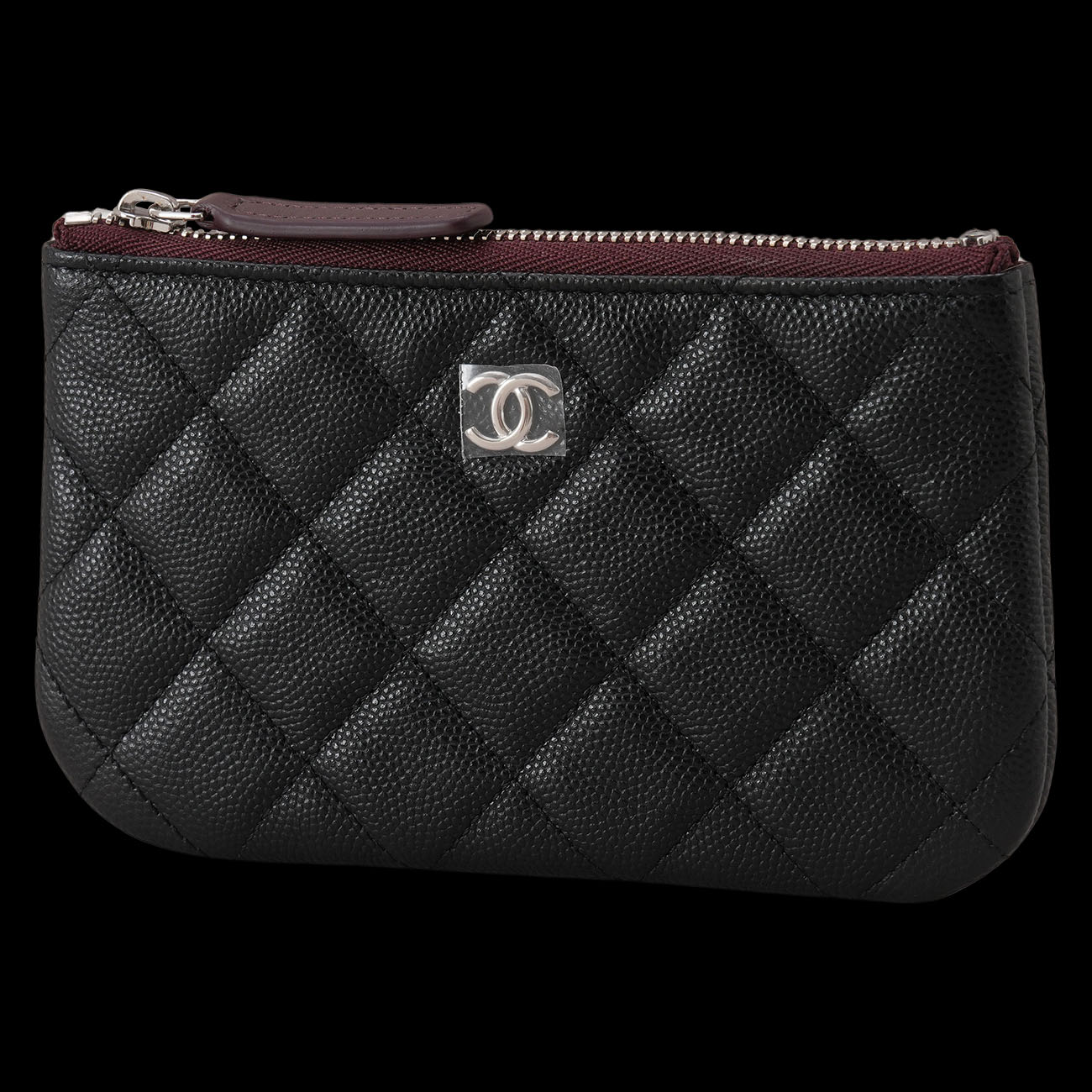 CHANEL(USED)샤넬 캐비어 미니 파우치 블랙은장
