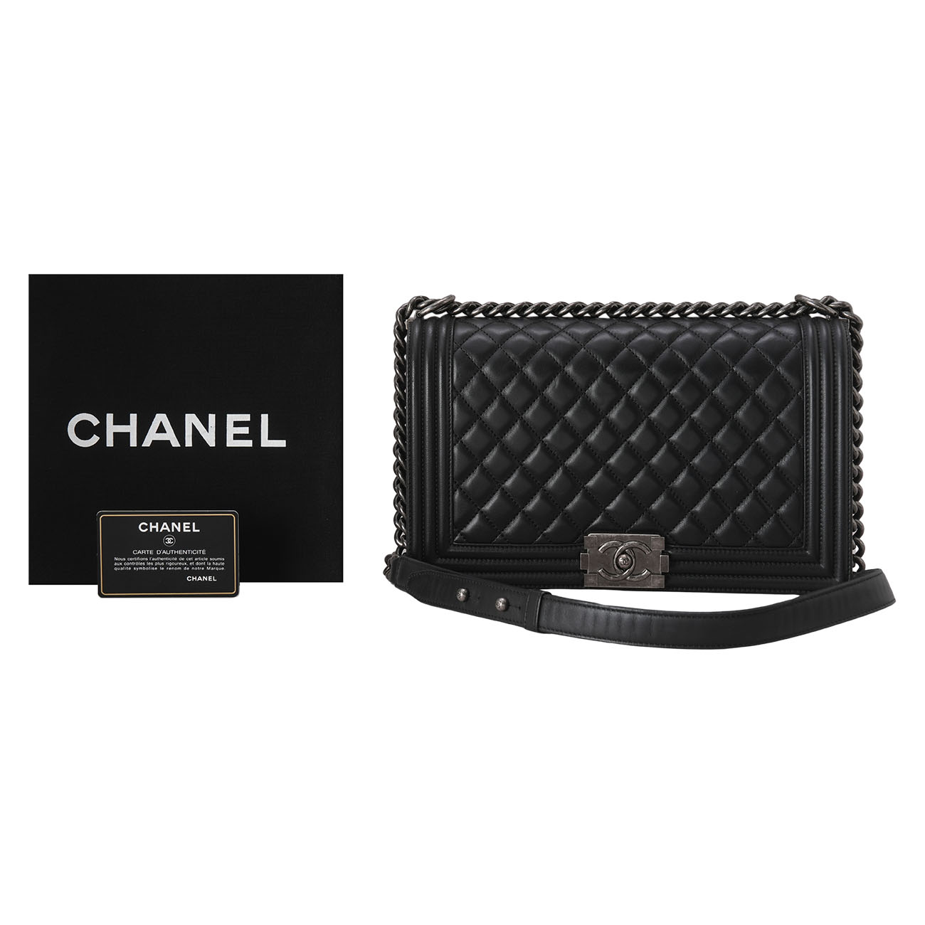 CHANEL(USED)샤넬 A92193 램스킨 보이백 뉴미듐