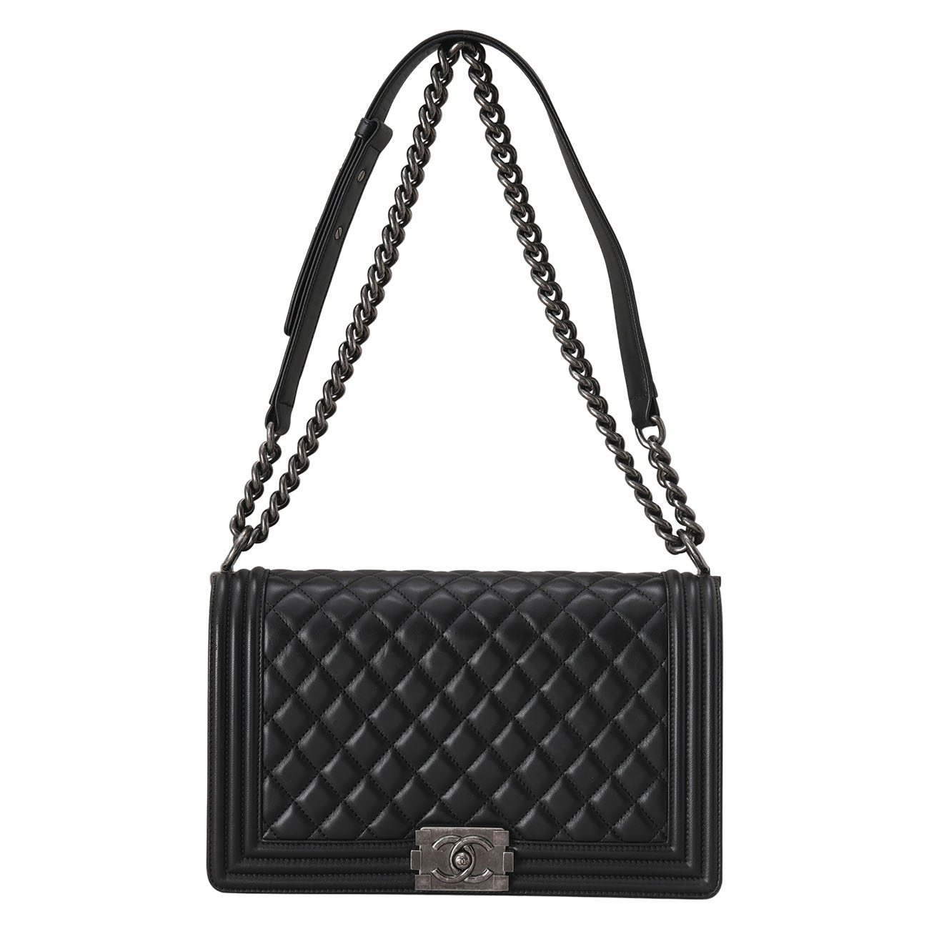 CHANEL(USED)샤넬 A92193 램스킨 보이백 뉴미듐