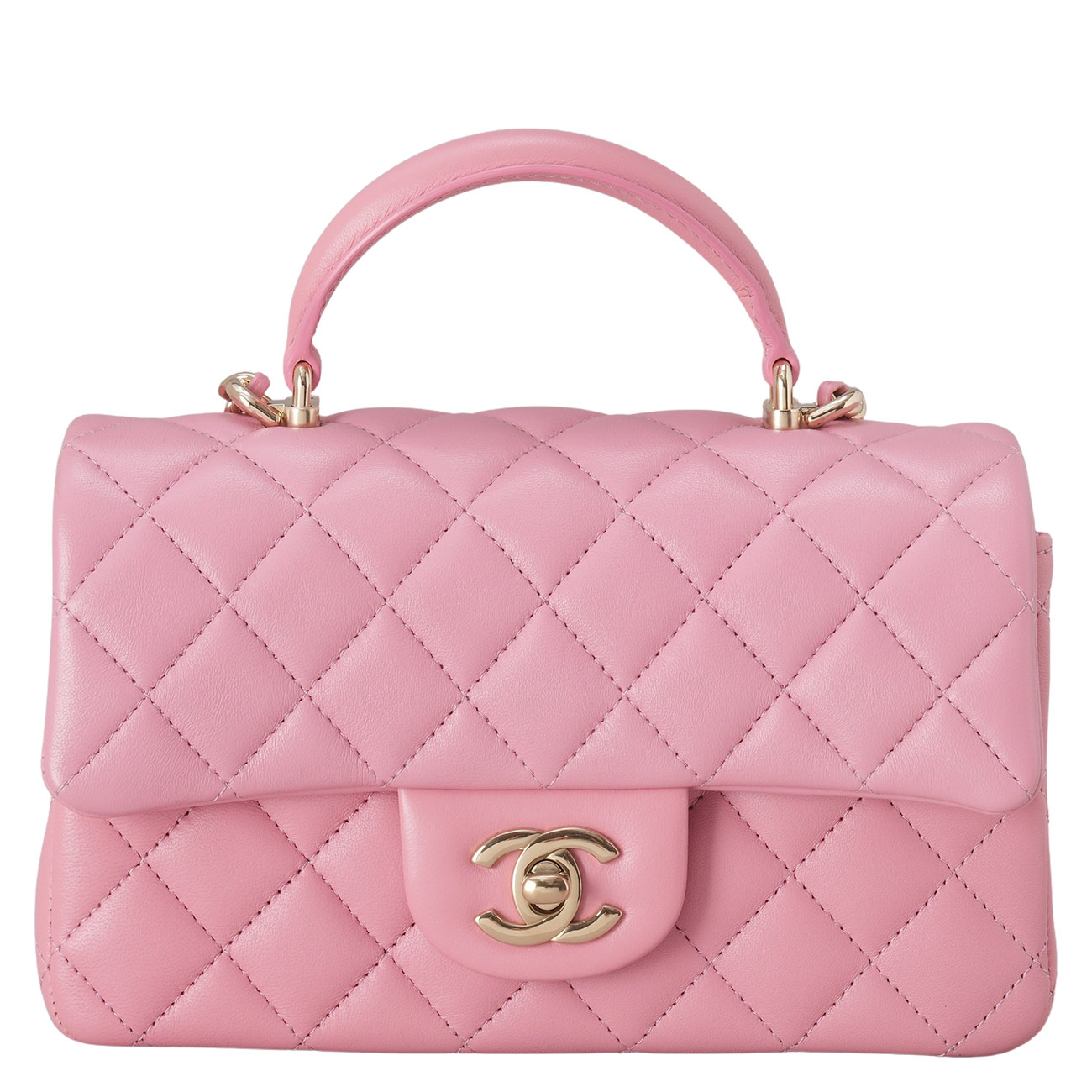 CHANEL(USED)샤넬 램스킨 뉴미니 탑핸들