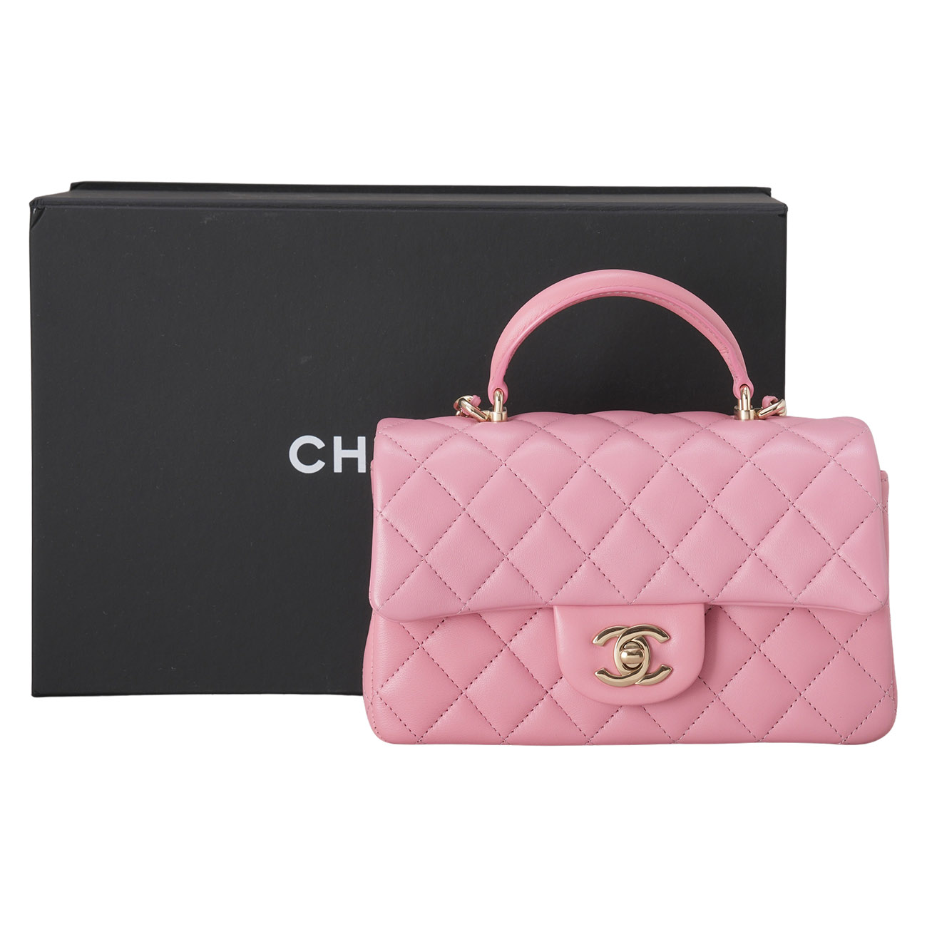 CHANEL(USED)샤넬 램스킨 뉴미니 탑핸들