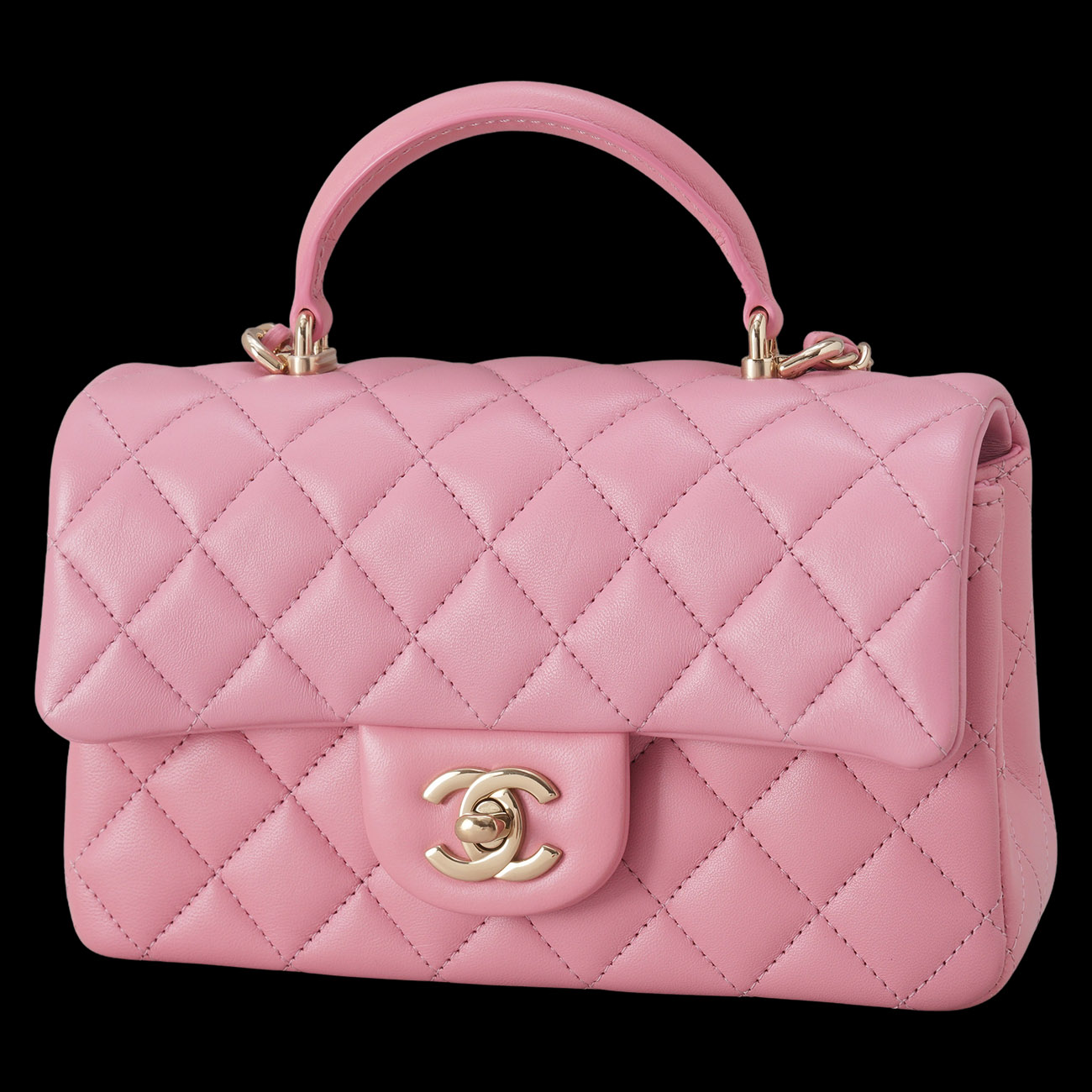 CHANEL(USED)샤넬 램스킨 뉴미니 탑핸들