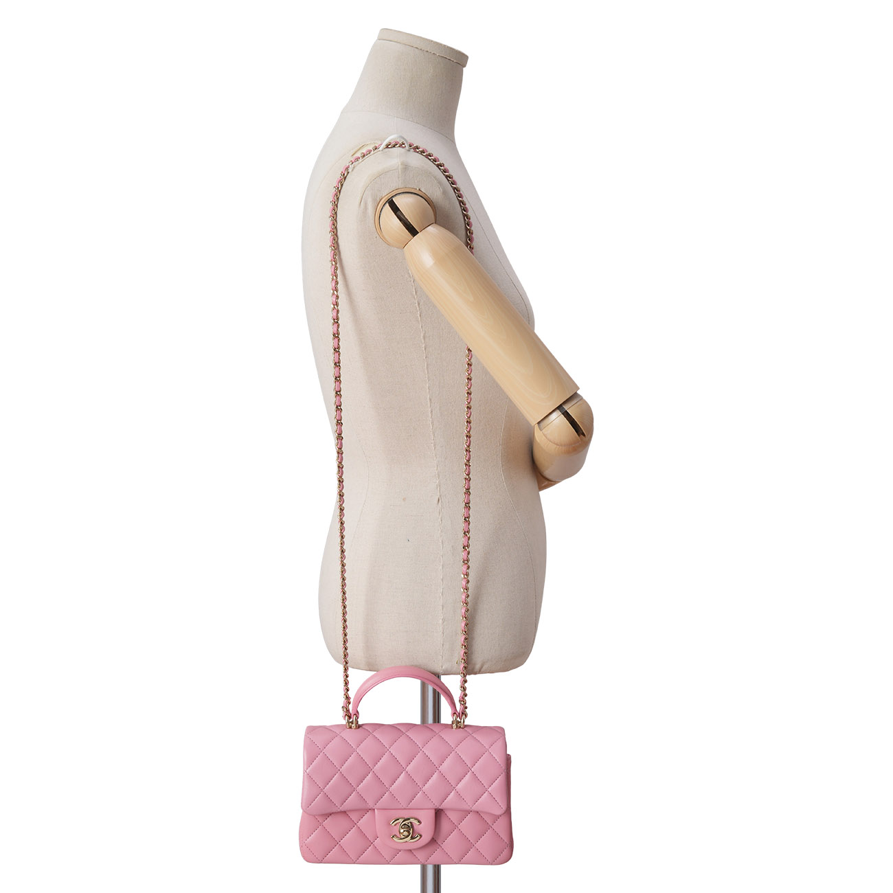CHANEL(USED)샤넬 램스킨 뉴미니 탑핸들
