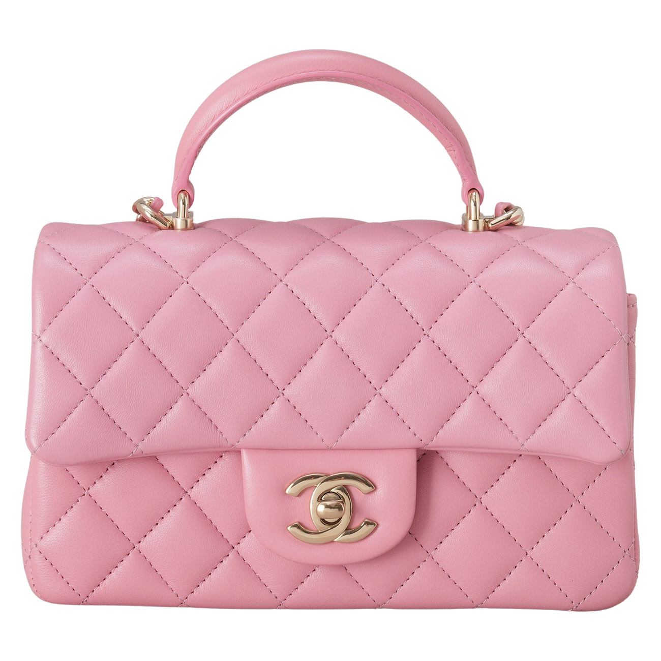 CHANEL(USED)샤넬 램스킨 뉴미니 탑핸들