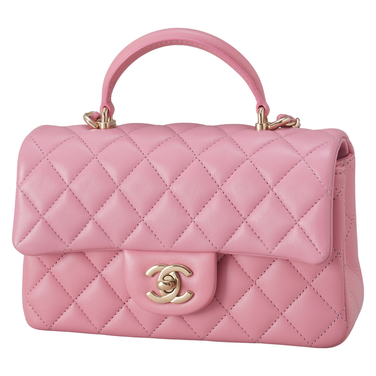 CHANEL(USED)샤넬 램스킨 뉴미니 탑핸들