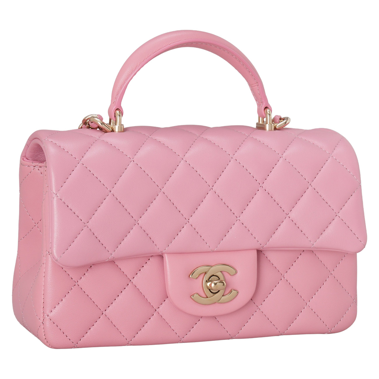 CHANEL(USED)샤넬 램스킨 뉴미니 탑핸들