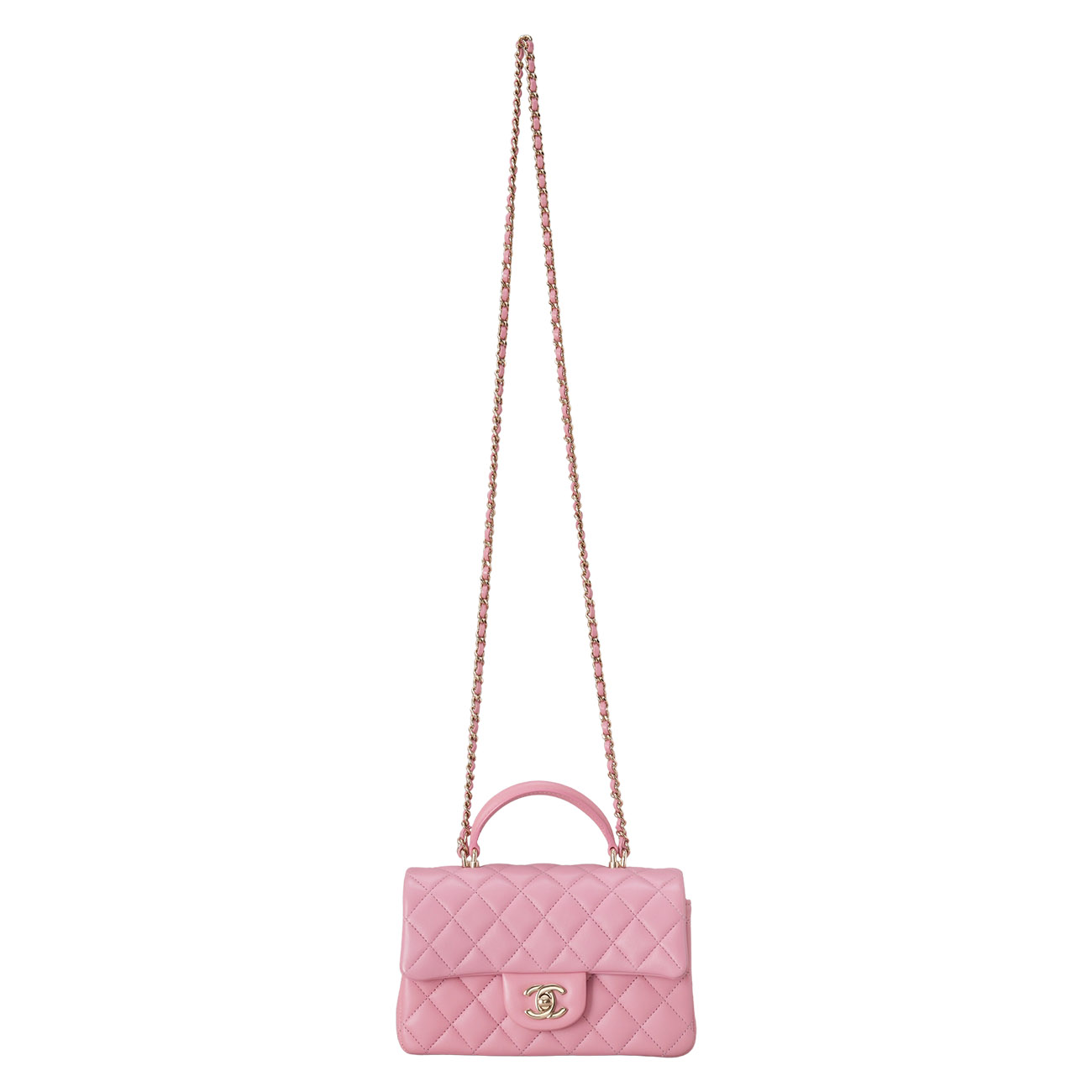 CHANEL(USED)샤넬 램스킨 뉴미니 탑핸들