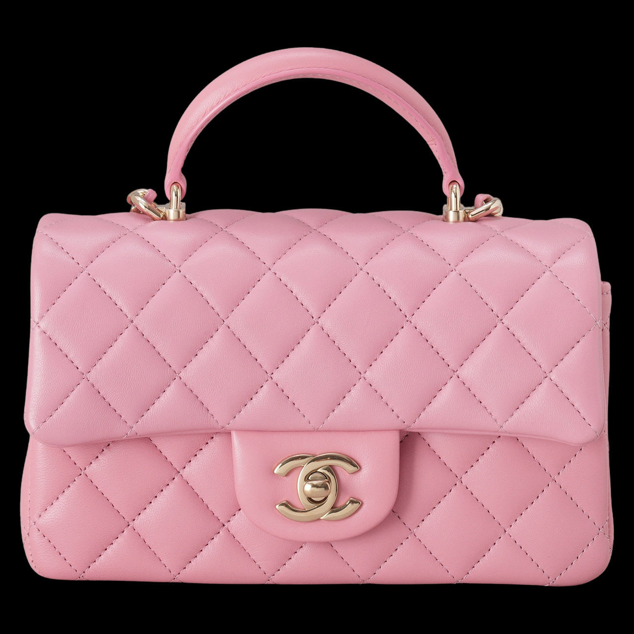 CHANEL(USED)샤넬 램스킨 뉴미니 탑핸들