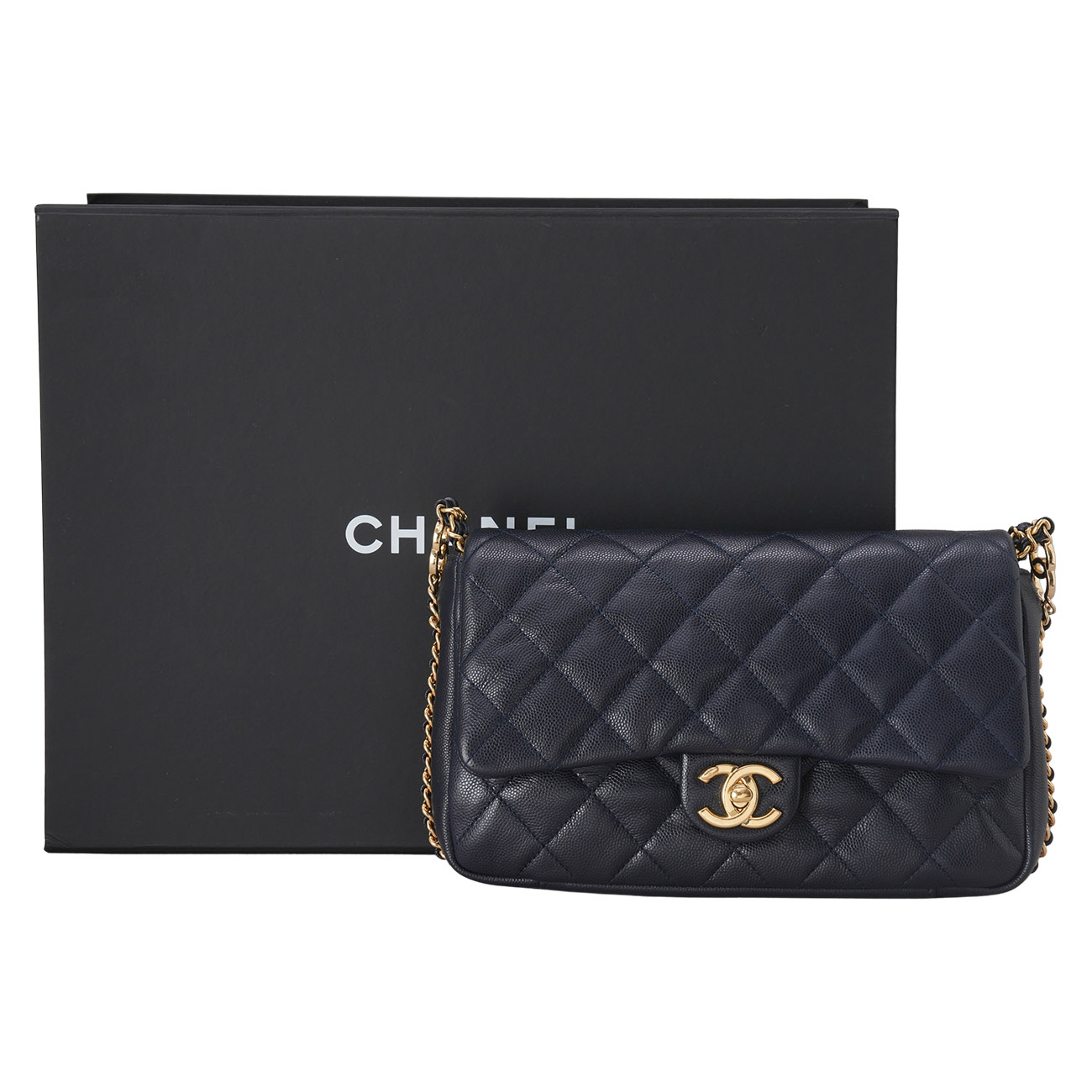 CHANEL(USED)샤넬 AS3777 캐비어 더블 체인 플랩백