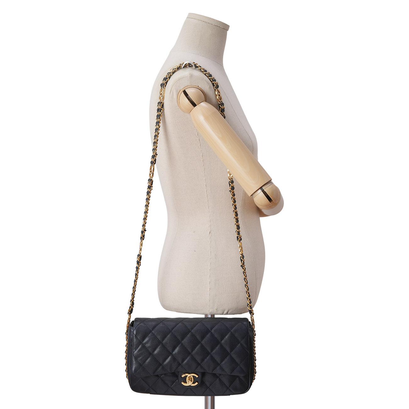 CHANEL(USED)샤넬 AS3777 캐비어 더블 체인 플랩백