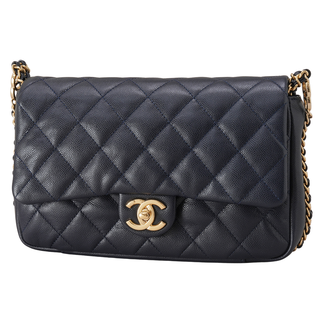 CHANEL(USED)샤넬 AS3777 캐비어 더블 체인 플랩백