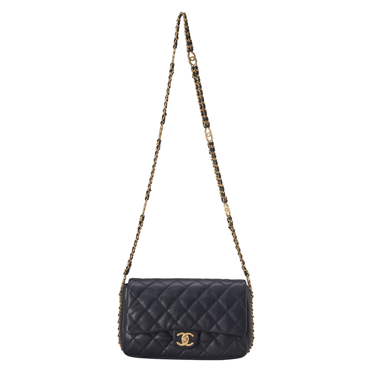 CHANEL(USED)샤넬 AS3777 캐비어 더블 체인 플랩백