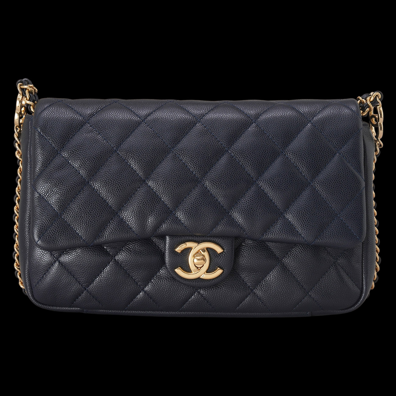CHANEL(USED)샤넬 AS3777 캐비어 더블 체인 플랩백