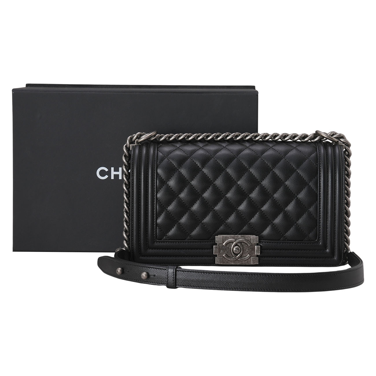 CHANEL(USED)샤넬 A67086 캐비어 보이백 미듐