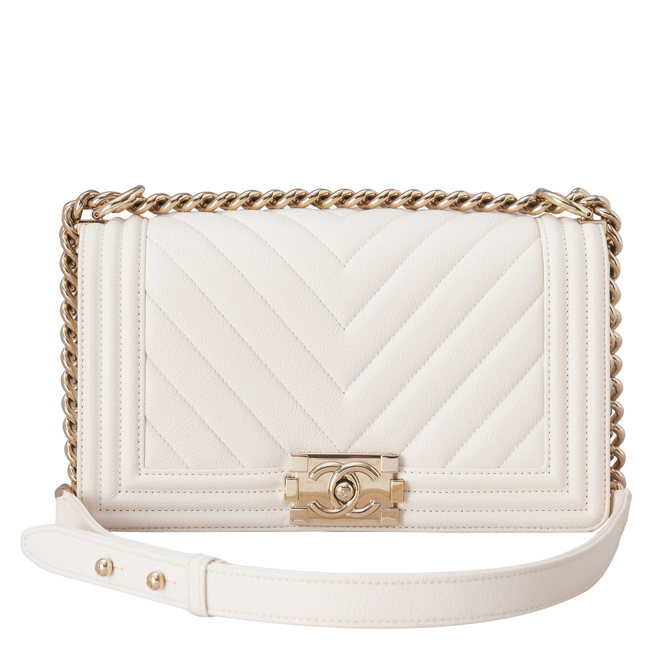 CHANEL(USED)샤넬 A67086 캐비어 쉐브론 보이백 미듐