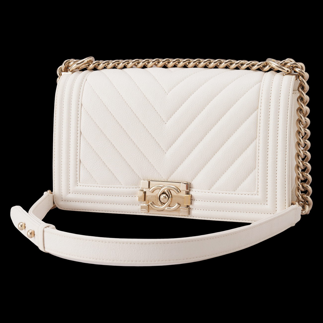 CHANEL(USED)샤넬 A67086 캐비어 쉐브론 보이백 미듐
