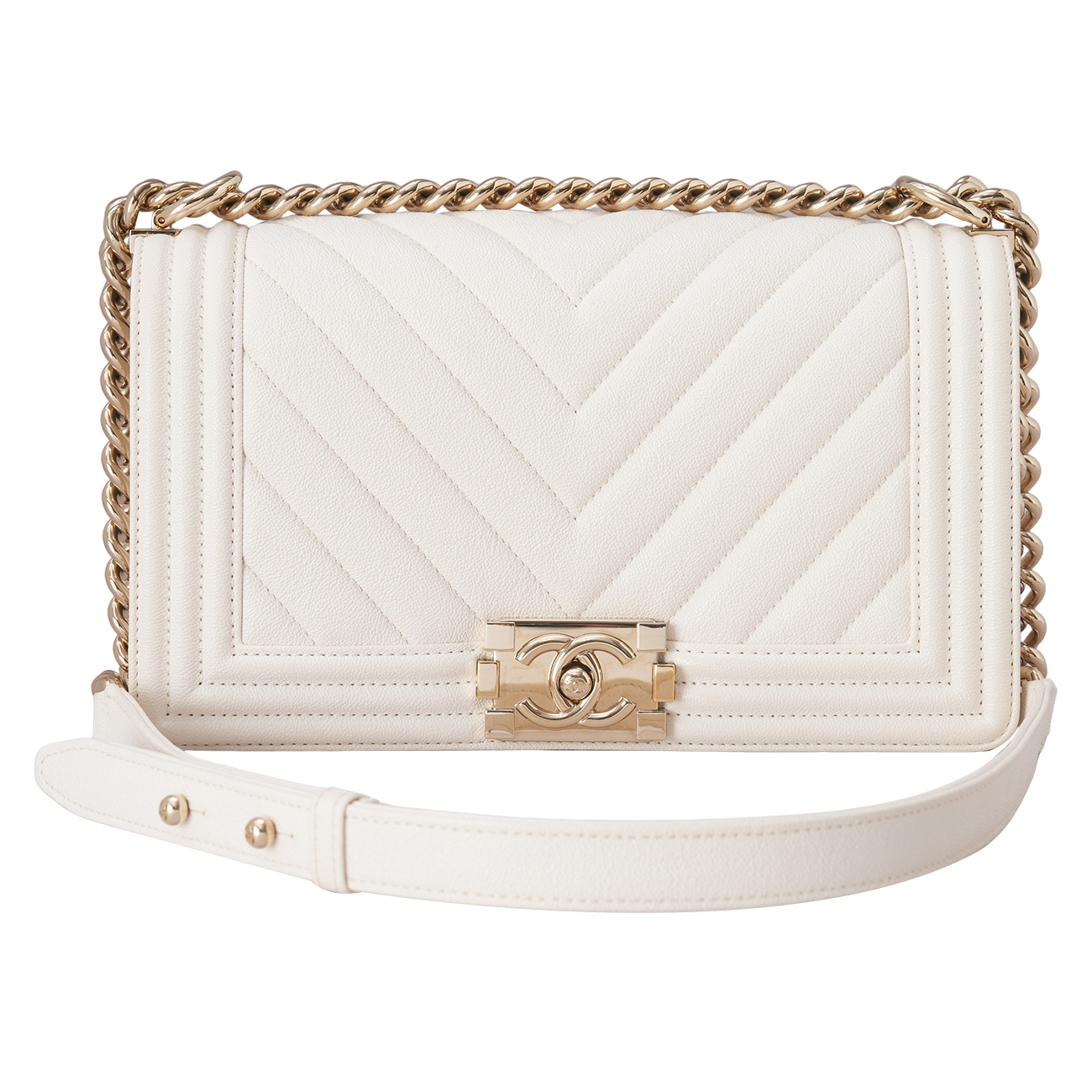 CHANEL(USED)샤넬 A67086 캐비어 쉐브론 보이백 미듐