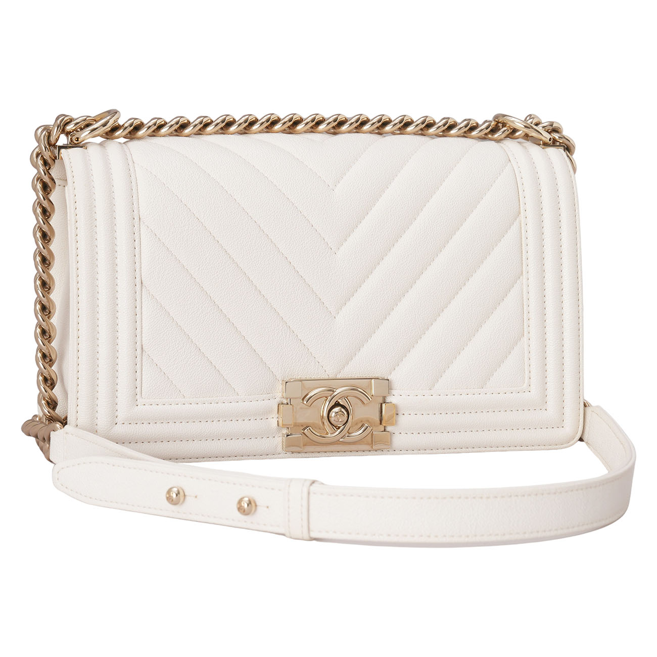 CHANEL(USED)샤넬 A67086 캐비어 쉐브론 보이백 미듐