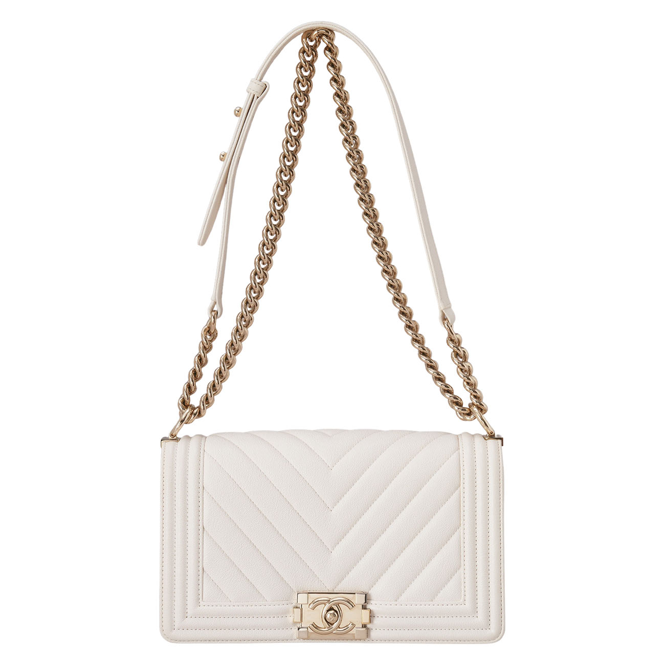 CHANEL(USED)샤넬 A67086 캐비어 쉐브론 보이백 미듐