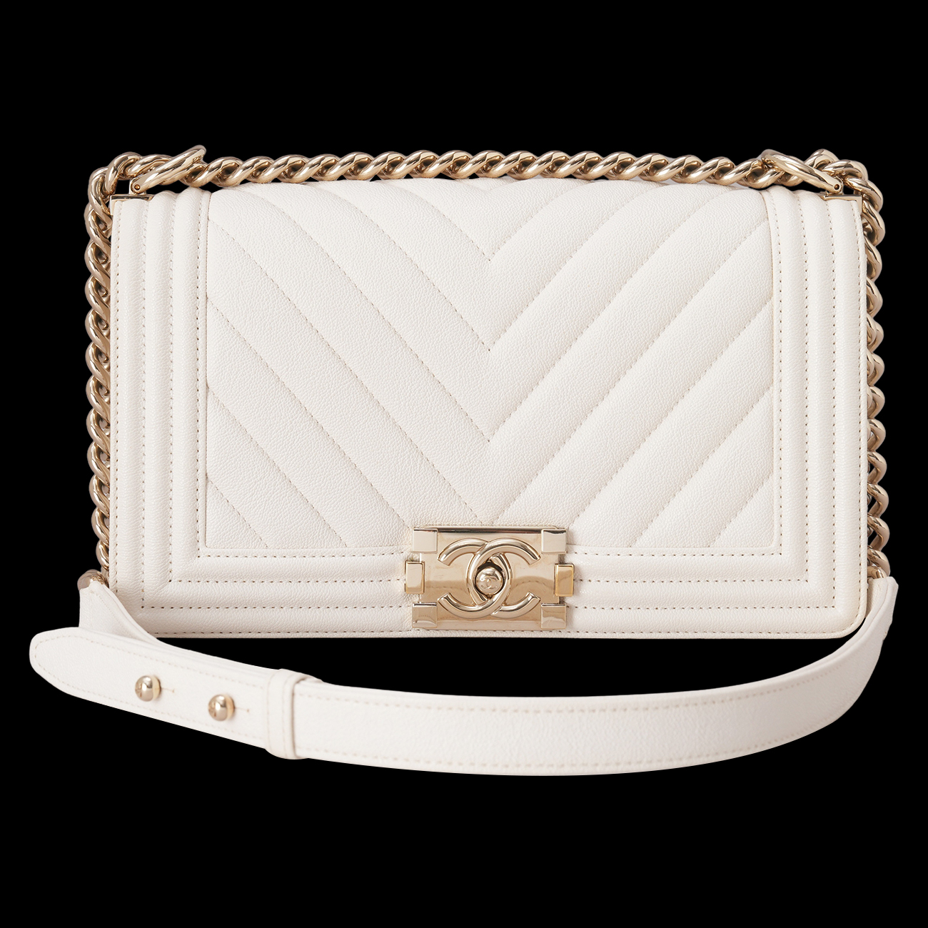CHANEL(USED)샤넬 A67086 캐비어 쉐브론 보이백 미듐