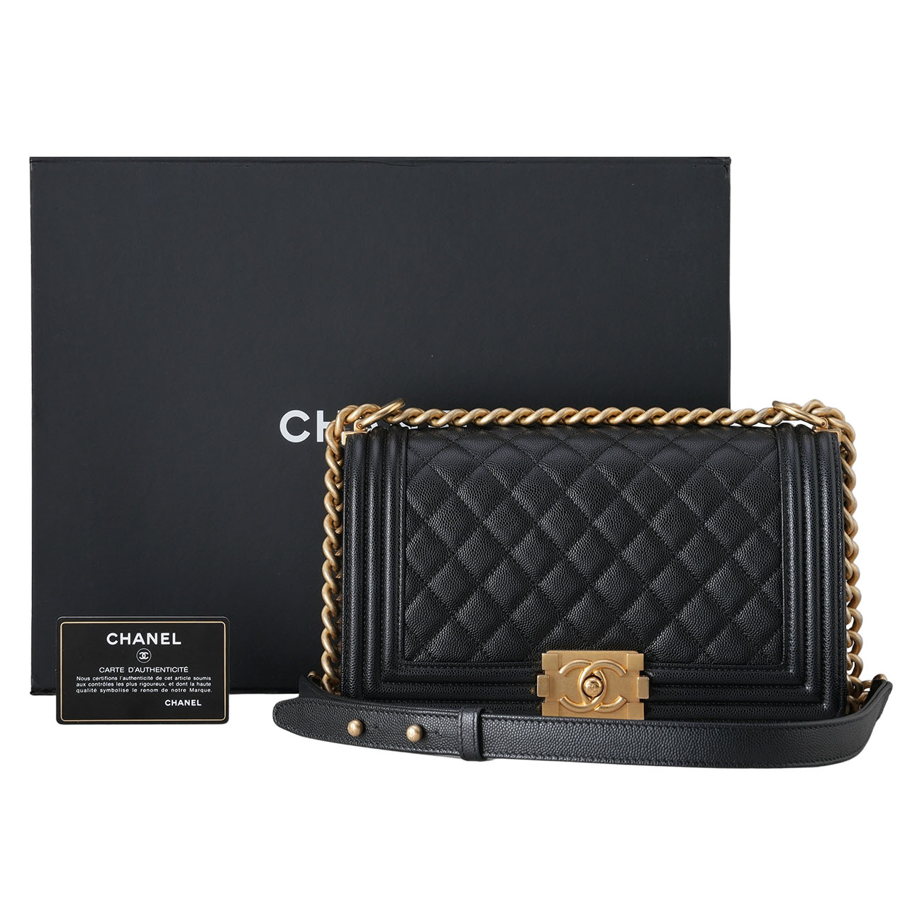 CHANEL(USED)샤넬 캐비어 보이샤넬 미듐 플랩백