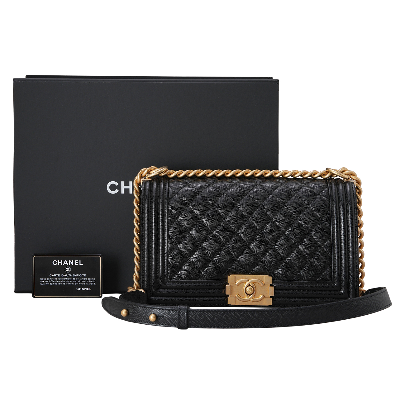 CHANEL(USED)샤넬 A67086 캐비어 보이백 미듐
