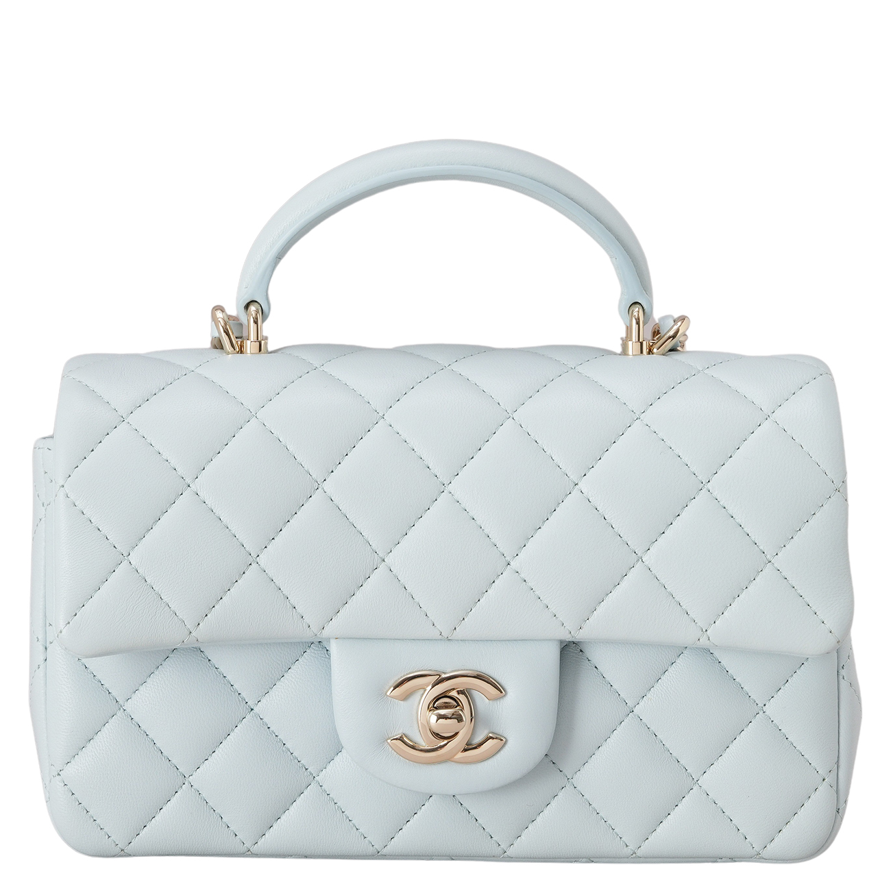 CHANEL(USED)샤넬 램스킨 클래식 뉴미니 탑 핸들백