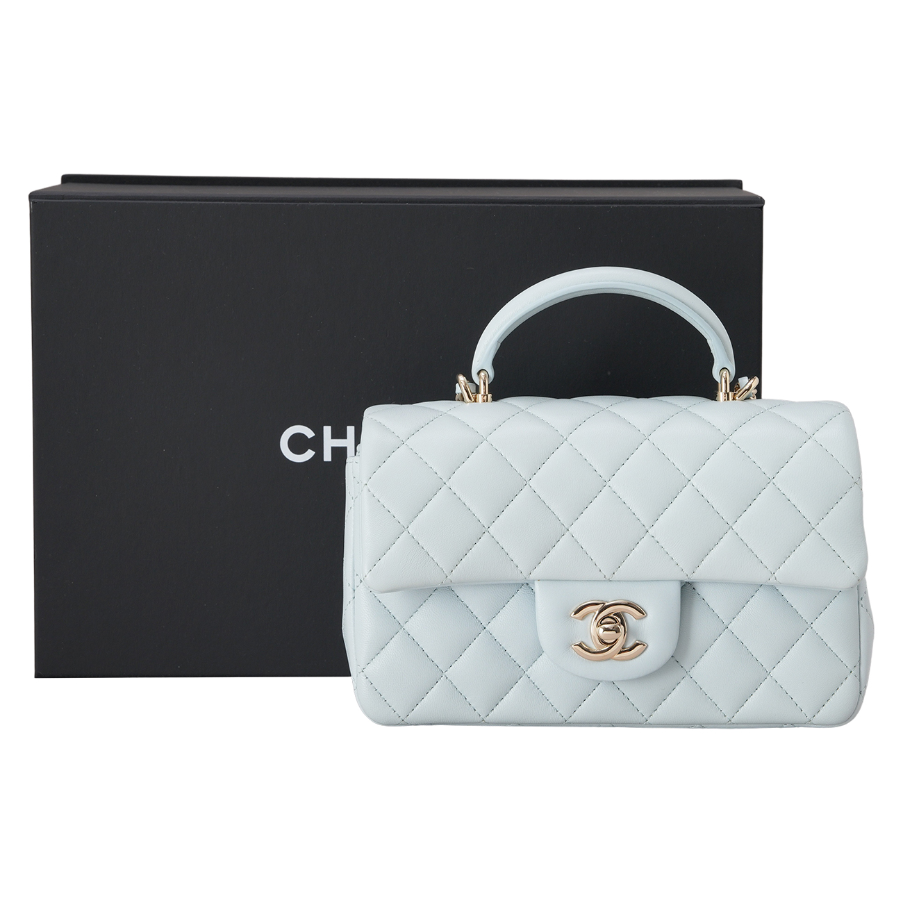 CHANEL(USED)샤넬 램스킨 클래식 뉴미니 탑 핸들백