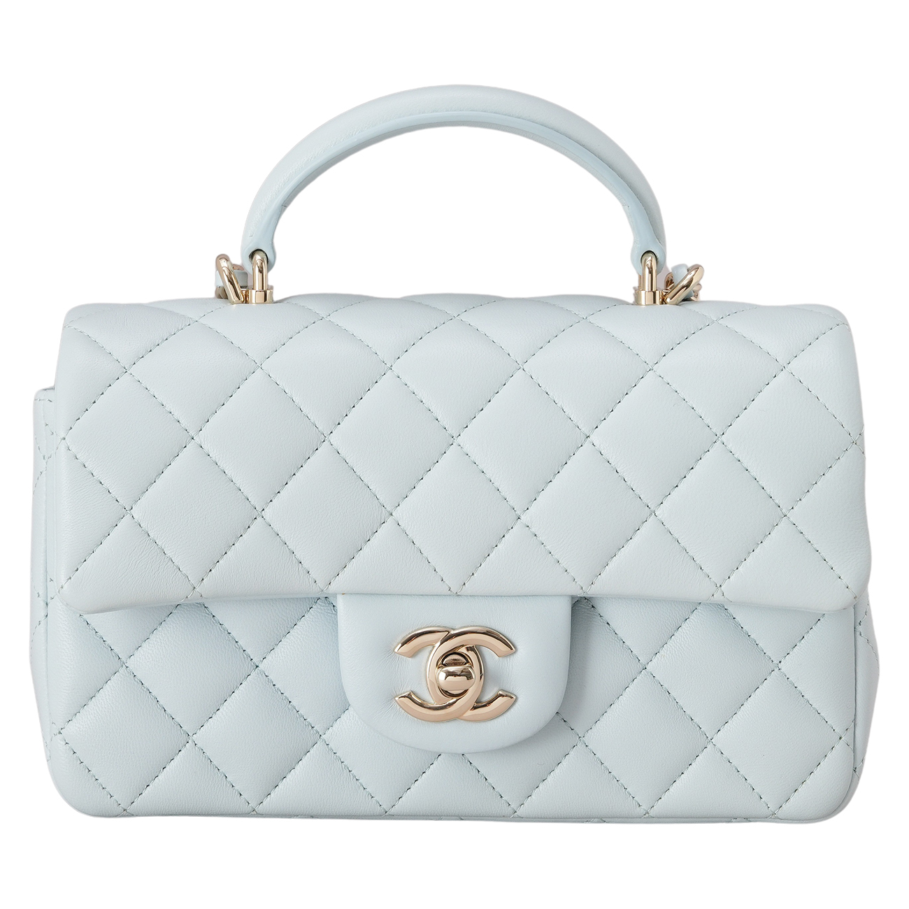 CHANEL(USED)샤넬 램스킨 클래식 뉴미니 탑 핸들백